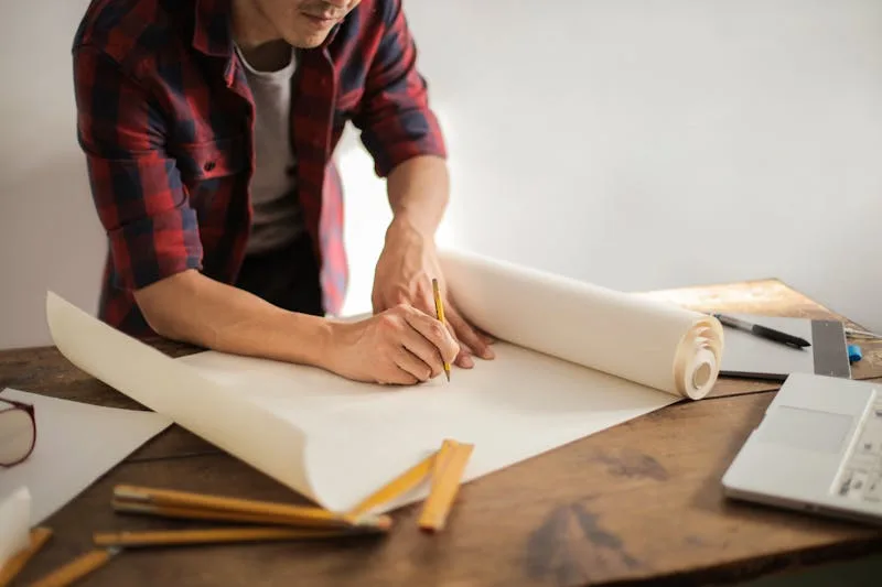 Overwhelmed business owner surrounded by paperwork and multiple devices